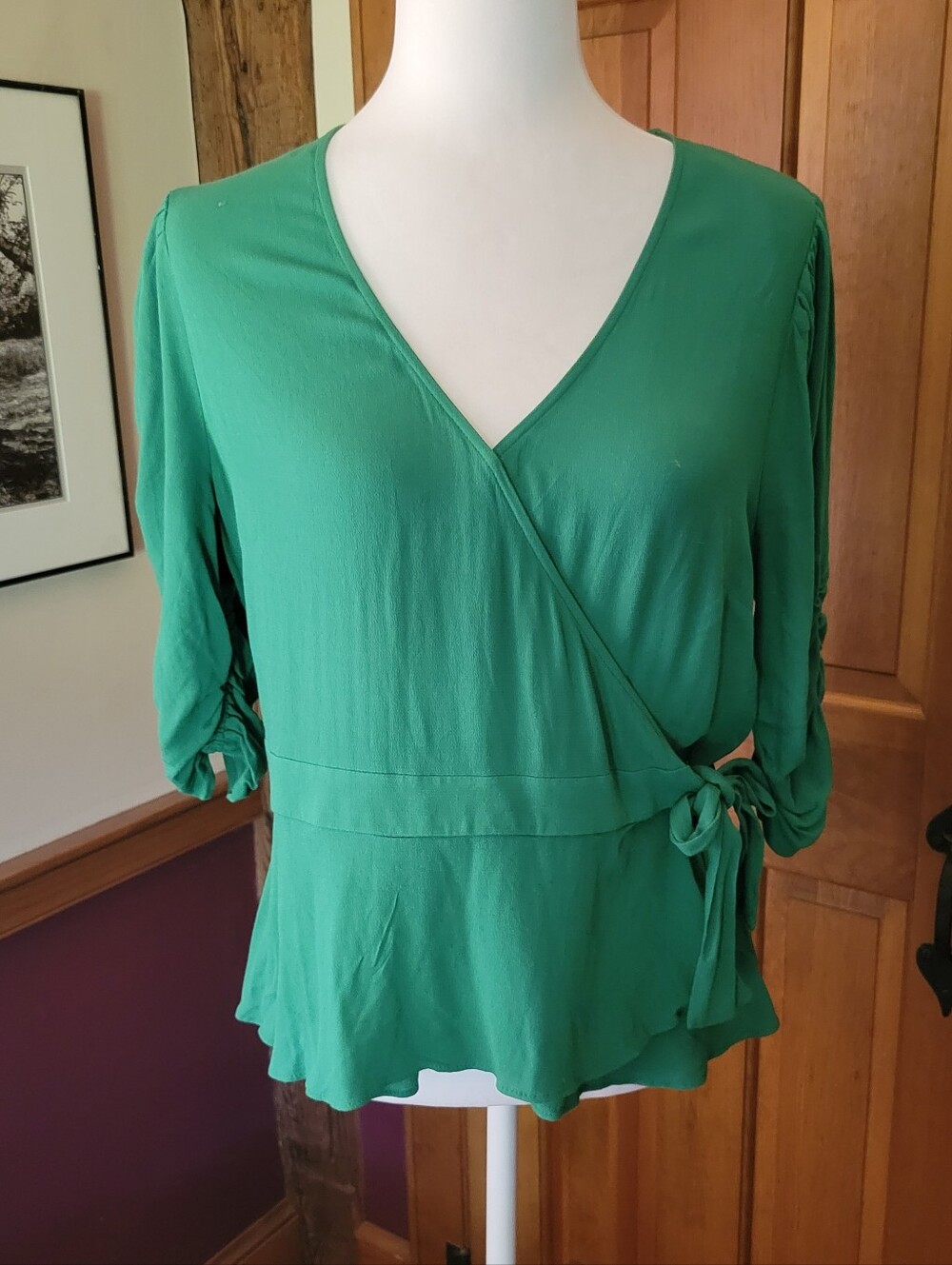 Banana Republic Green Wrap Peplum Blouse